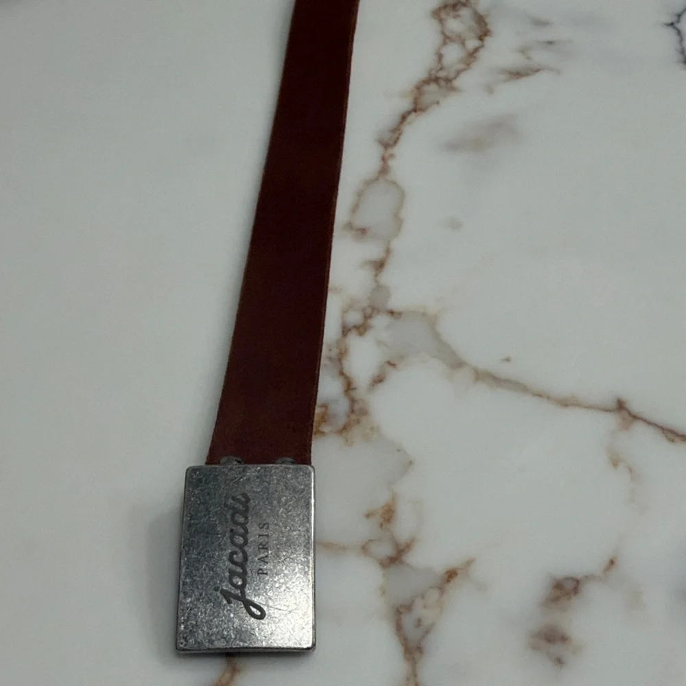Jacadi Paris Brown Leather Belt with Silver Buckle